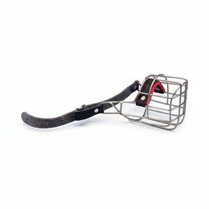 Vintage Metal Dog Muzzle With Adjustable Leather Strap